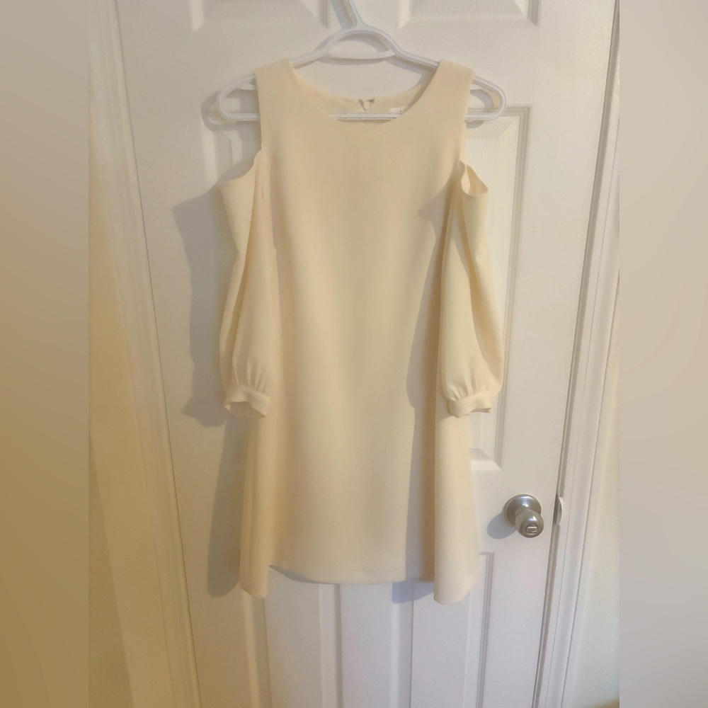 Eliza J. Elegant Cream Cold Shoulder Mini Dress